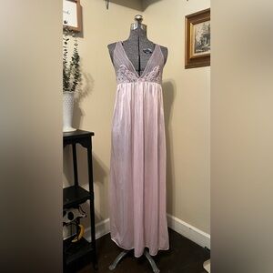 Vintage Sheer Pink Princess Maxi Slip Nightgown Lingerie Romantic, Small